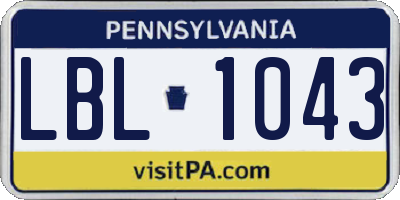 PA license plate LBL1043