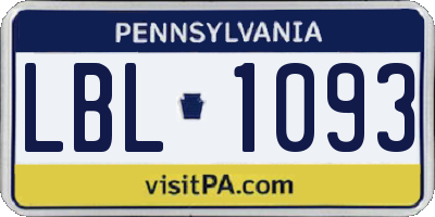 PA license plate LBL1093