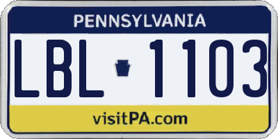 PA license plate LBL1103