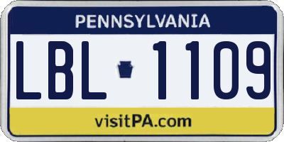 PA license plate LBL1109