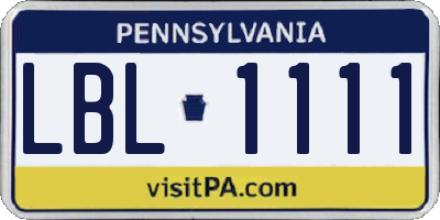 PA license plate LBL1111