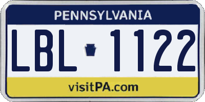PA license plate LBL1122