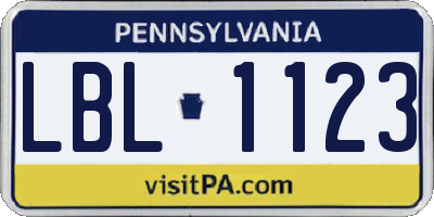 PA license plate LBL1123