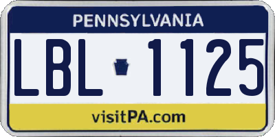 PA license plate LBL1125