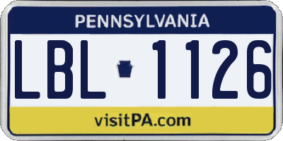 PA license plate LBL1126