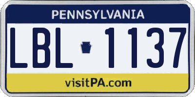 PA license plate LBL1137