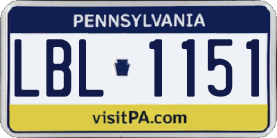 PA license plate LBL1151