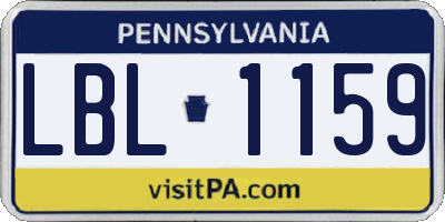 PA license plate LBL1159