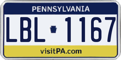 PA license plate LBL1167