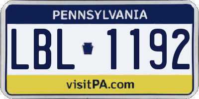 PA license plate LBL1192