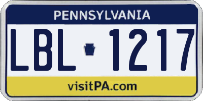 PA license plate LBL1217