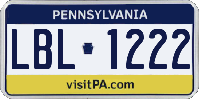 PA license plate LBL1222