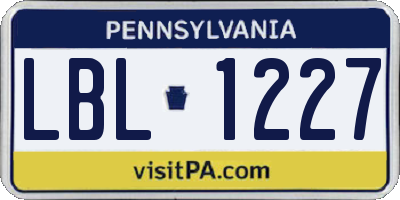 PA license plate LBL1227
