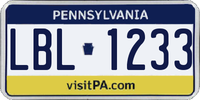 PA license plate LBL1233