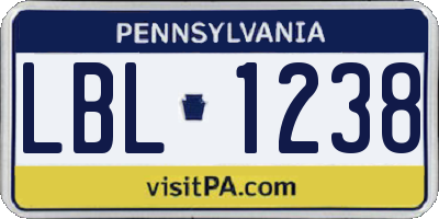 PA license plate LBL1238