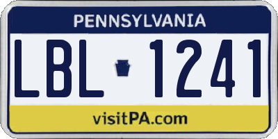 PA license plate LBL1241