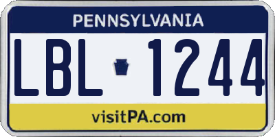 PA license plate LBL1244