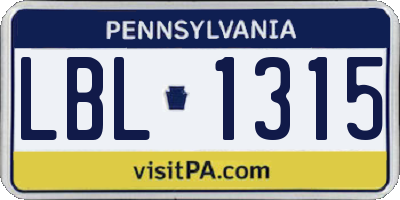 PA license plate LBL1315
