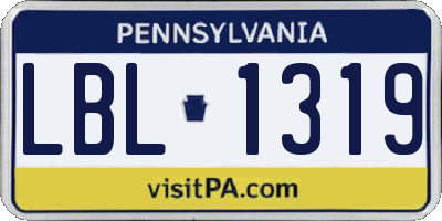 PA license plate LBL1319