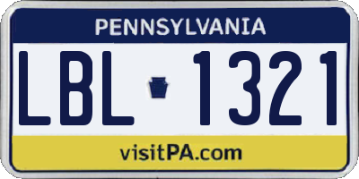 PA license plate LBL1321