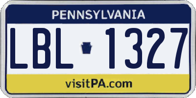 PA license plate LBL1327