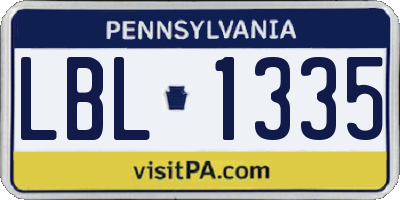 PA license plate LBL1335