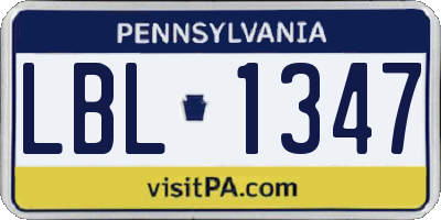 PA license plate LBL1347