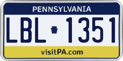 PA license plate LBL1351