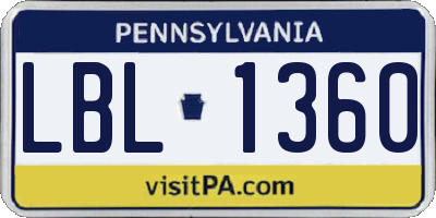 PA license plate LBL1360