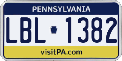 PA license plate LBL1382