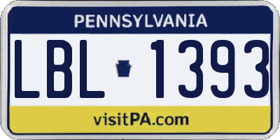 PA license plate LBL1393