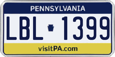 PA license plate LBL1399