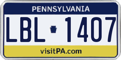 PA license plate LBL1407