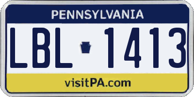 PA license plate LBL1413