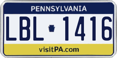 PA license plate LBL1416