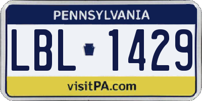 PA license plate LBL1429