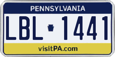 PA license plate LBL1441