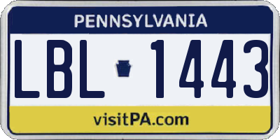 PA license plate LBL1443