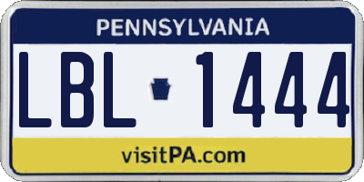 PA license plate LBL1444