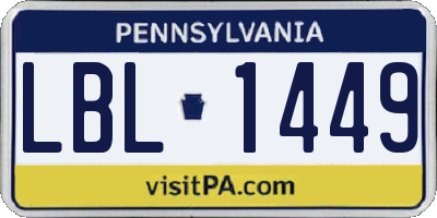 PA license plate LBL1449