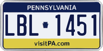 PA license plate LBL1451