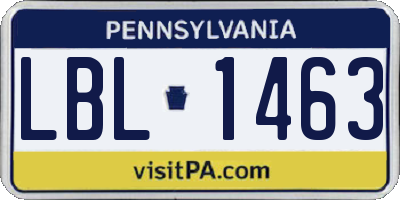 PA license plate LBL1463