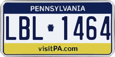 PA license plate LBL1464