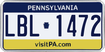 PA license plate LBL1472