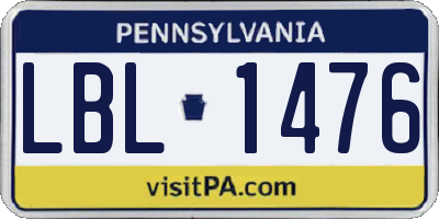 PA license plate LBL1476