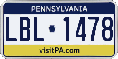 PA license plate LBL1478