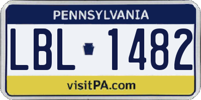 PA license plate LBL1482