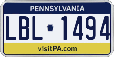 PA license plate LBL1494