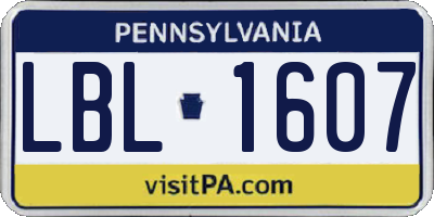 PA license plate LBL1607