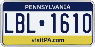 PA license plate LBL1610